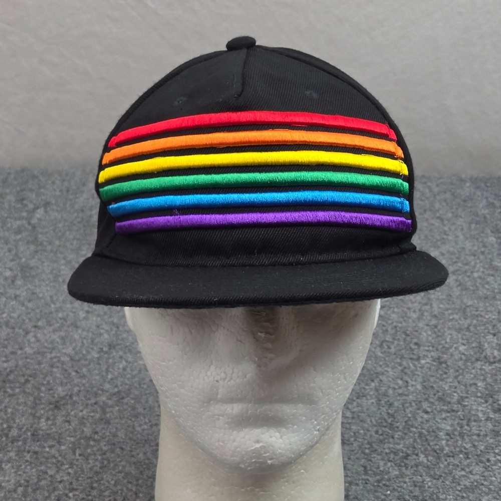 Pride Hat Rainbow Snapback Hat Black Stripe Embroidered Retro LGBTQ Streetwear